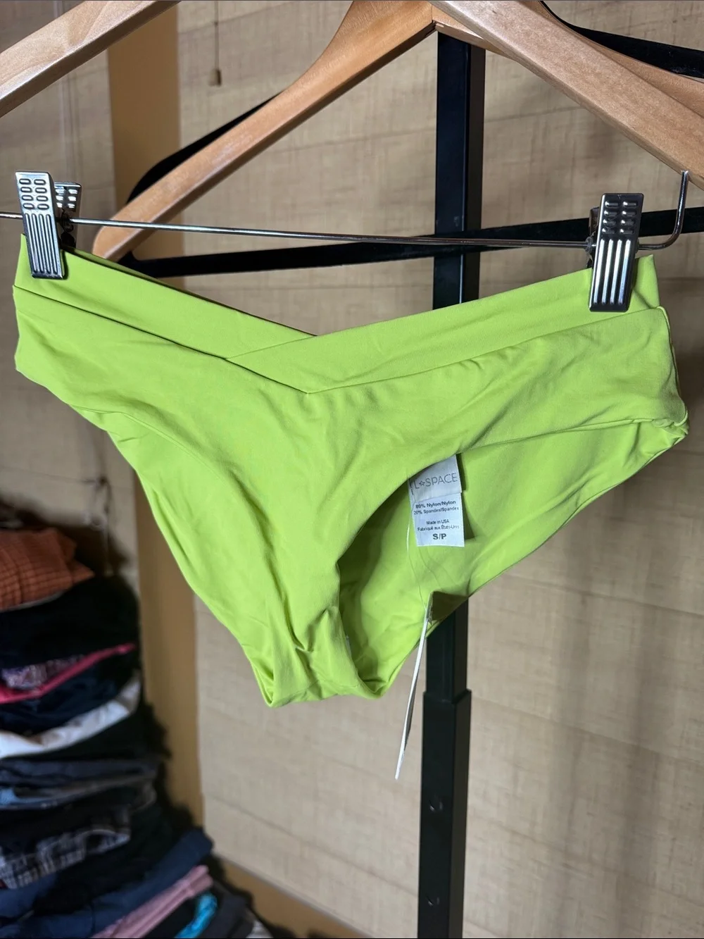 NWT L*Space Pratt V-Waist Bikini Bottom Kiwi Lime Green Size Small